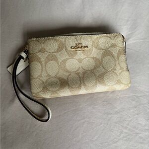 Coach Zip Wristlet with Signature Canvas
